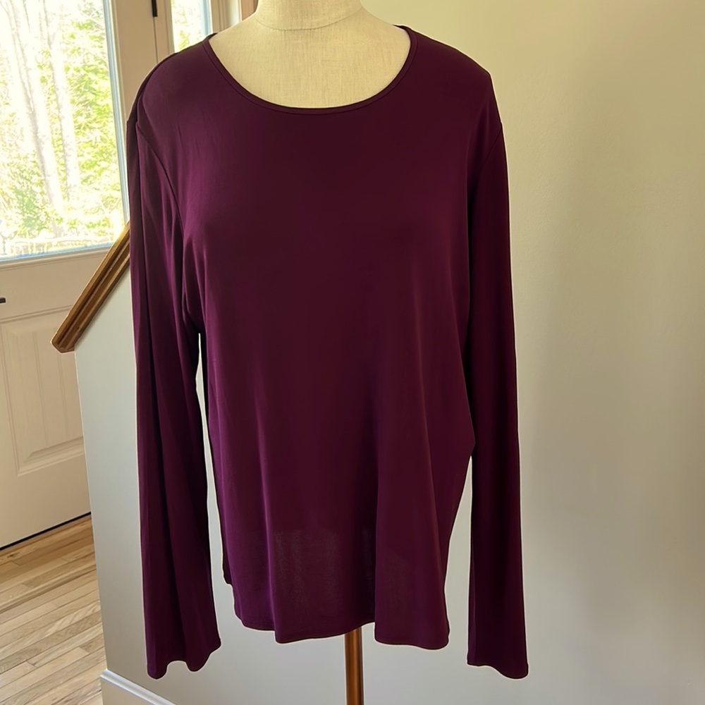 Eileen Fisher Size XL Long-Sleeve Crew Neck 100% Gorgeous Silk - Generous Drape